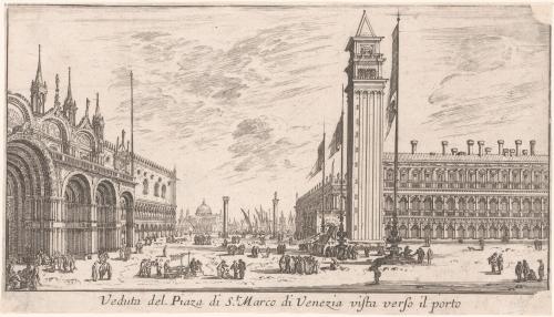 4.11 Veduta del. Piaza di st. Marco di Venezia vista verso il porto.Gravé par Israël Sylvestre Avec priuilege du RoyH : 121 L : 200
 Faucheux : 4.11  Baré : N° 979