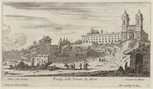 4.5 Piazza della Trinita de Monti.Gravé par Israël Sylvestre Avec priuilege du Roy.H : 114 L : 201
 Faucheux : 4.5  Baré : N° 832Crédit : Claude Poulard