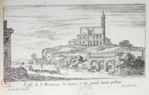 5.12 Eglise de S. Dominique de Sienne, et des grands lavoirs publique.Gravé par Israël Silvestre. Avec priuil du Roy.H : 119 L : 200
 Faucheux : 5.12  Baré : N° 964