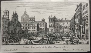 5.6 Veuë d'une partie de la place Navonne a Rome.Gravé par Israel Silvestre - P Mariette ex Avec privilege du Roy.H : 117 L : 202
 Faucheux : 5.6  Baré : N° 843Crédit : Claude Poulard