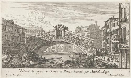 5.7 Veuë du pont de Realte de Venize inventé par Michel Ange.Gravé par Israël Silvestre. Avec priuil. du Roy.H : 118 L : 202
 Faucheux : 5.7  Baré : N° 967