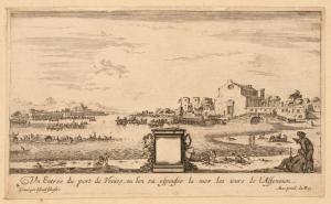 5.8 Une entrée du port de Venize, (le port du Lido) ou l'on va espouser la mer les jours de l'Assencion.Gravé par Israël Silvestre Avec priuil. du Roy.H : 116 L : 198
 Faucheux : 5.8  Baré : N° 966