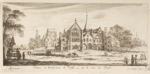 Veües et Perspective de l'Eglise, et de la Cour du Temple