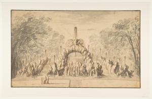 500.10 Fontaine avec une arche de rochersH : 254 L : 426
 Dessin (Hors Faucheux)Crédit : MET Museum NY. Inv. 1973.113