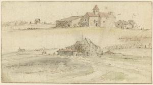 500.12 Ermitage sur le chemin de Saint-Nicolas et Chapelle sur le chemin de NancyH : 121 L : 220
 Dessin (Hors Faucheux)Crédit : Musées royaux des Beaux-Arts de Belgique (Bruxelles), inv. 4060 / 97, photo: J. Geleyns