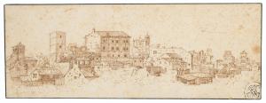 500.45 Vue d'un village italienH : 113 L : 310
 Dessin (Hors Faucheux)Crédit : Christies janvier 2021