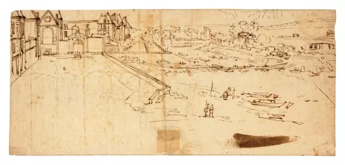 500.7 Demeure au bord d'un bras de de rivièreH : 139 L : 302
 Dessin (Hors Faucheux)