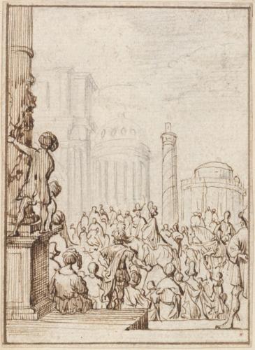 500.71 Foule assistant à un défiléH : 81 L : 59
 Dessin (Hors Faucheux)Crédit : Harvard Art Museums/Fogg Museum. Inv. 1961.104 