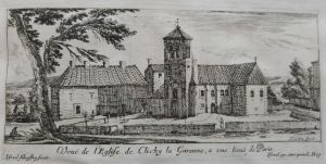 51.11 Veuë de l'Eglise de Clichy la Garenne, a une lieuë de Paris.Israël Situestre fecit. Israël ex. cum priuil. Reg.H : 76 L : 161
 Faucheux : 51.11  Baré : N° 224