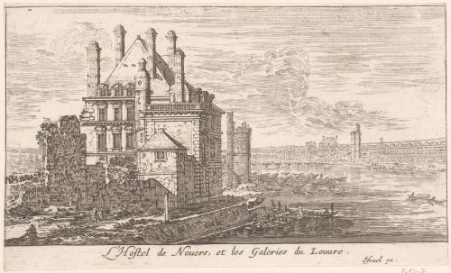51.3 L'Hostel de Nevers, et les Galeries du Louvre.Israël ex.H : 98 L : 165
 Faucheux : 51.3  Baré : N° 138