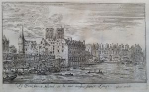 Le Pont sainct Michel et la ruë neufue sainct Louys.