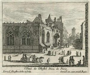 101.1 renvoi vers 56.7 Veuë de l'Hostel Dieu de Paris.
 Faucheux : 101.1  Baré : N° 148