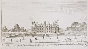 62.20 Veue et Perspective du Chasteau de Breves en Nivernois.Israel ex.H : 131 L : 249
 Faucheux : 62.20  Baré : N° 437Crédit : Bibliothèques de Nancy, P-FG-AL-00038 P.90