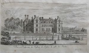 Veuë et Perspective du Chasteau de Fresnes du costé des jardins.
