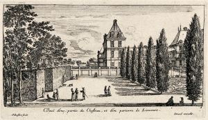 Veuë d'une partie du Chasteau, et d'un parterre de Liencourt.
