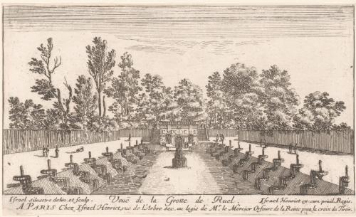 64.5 Veuë de la Grotte de Ruel.Israël Silvestre delin. et sculp. Israël Henriet ex. Cum priuil. Regis. A Paris chez Israël Henriet, ruë de l'Arbre sec, au logis de Mr. le Mercier Orfeure de la Reine etc.H : 98 L : 168
 Faucheux : 64.5  Baré : N° 327