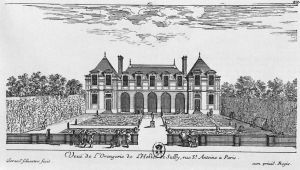 65.3 Veuë de l'Orengerie de l'Hostel de Sully, rue St Antoine a Paris.Israël Silvestre fecit. cum priuil. Regis.H : 115 L : 203
 Faucheux : 65.3  Baré : N° 144