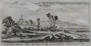 66.5 Veuë du vilage de Passy proche de Paris.Israël Silvestre deline. et fe. Israël ex. cum priuil. Regis.H : 69 L : 139
 Faucheux : 66.5  Baré : N° 175