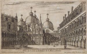 67.2 Veüe de la Cour et du Palais de S. Marc, a Venise.Dessinée par I. Silvestre, et gravée par Nicolas Perelle. Avec priuilege du Roy Chez Pierre Mariette.H : 157 L : 228
 Faucheux : 67.2