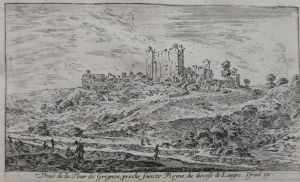 69.10 Veuë de la Tour de Grignon, proche saincte Reyne, du diocese de Langre.Israël ex.H : 88 L : 149
 Faucheux : 69.10  Baré : N° 485Crédit : Thierry ALGRIN