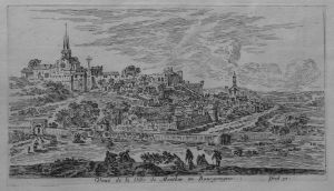 69.6 Veuë de la Ville de Montbar en Bourgongne.Israël ex.H : 95 L : 161
 Faucheux : 69.6  Baré : N° 595Crédit : Thierry ALGRIN