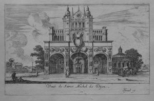 71.100 Veüe de l'Eglise de S. Michel a Diion.Dessinée par I. Silvestre, et gravée par Perelle Auec priuilege du Roy. A Paris chez Pierre Mariette, rue S. Jacques a l'Esperance.H : 110 L : 210
 Faucheux : 71.100  Baré : N° 462Crédit : Thierry ALGRIN