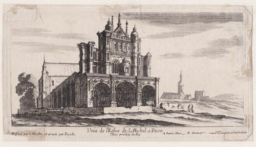 71.1 Veüe de l'Eglise de S. Michel a Diion.Dessinée par I. Silvestre, et gravée par Perelle Auec priuilege du Roy. A Paris chez Pierre Mariette, rue S. Jacques a l'Esperance.H : 110 L : 210
 Faucheux : 71.1  Baré : N° 462