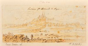 71.3 Fontaine St Bernard de Dijon
 Dessin pour la gravure Faucheux : 71.3  Baré : N° 464Crédit : gallica.bnf.fr