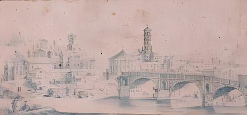 8.4 Vue du pont Sainte MarieH : 140 L : 285
 Dessin pour la gravure Faucheux : 8.4  Baré : N° 872Crédit : Passé chez Millon & Associes Paris, le 2 avril 2012