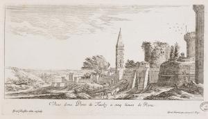 9.9 Veue d'une Porte de Tivoly a cinq lieues de Rome.Israel Silvestre delin. et sculp. Israël Henriet ex. cum priuil. Regis.H : 136 L : 250
 Faucheux : 9.9  Baré : N° 886Crédit : Bibliothèques de Nancy, P-FG-AL-00038