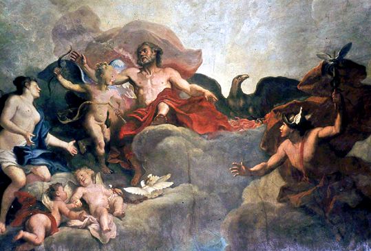 Vénus demande à Jupiter l'aide de Mercure pour retrouver Psyché : Détail par Louis de Silvestre