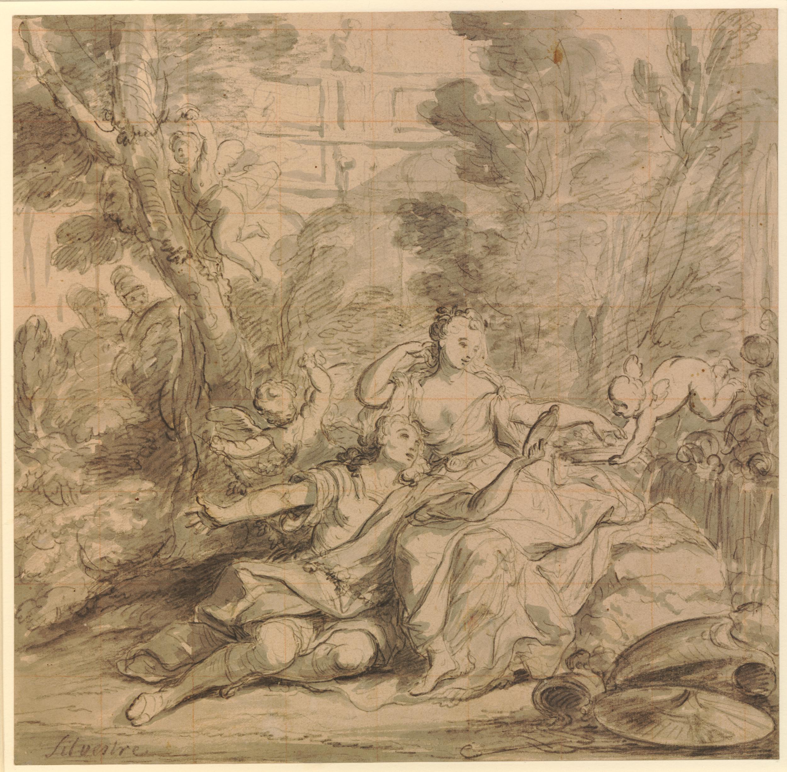 Renaud et Armide - Esquisse par Louis de Silvestre