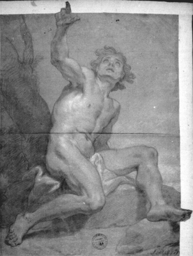 Homme assis tête levée