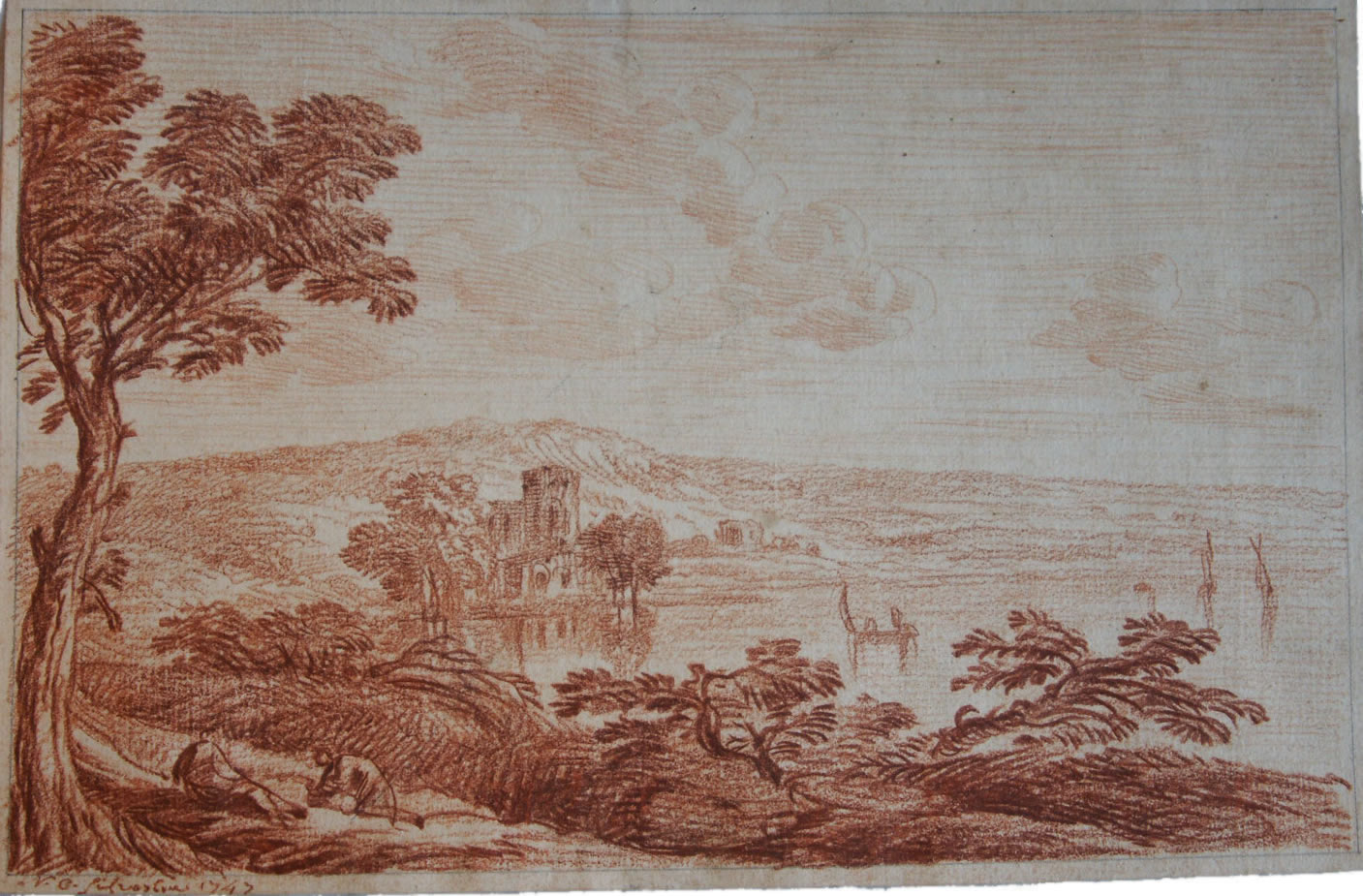 Nicolas-Charles Silvestre : Paysage avec un lac