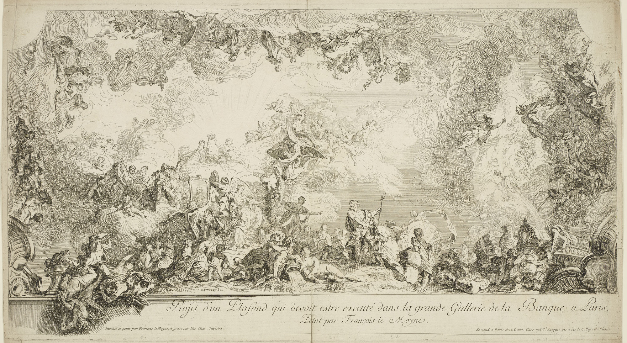 Nicolas-Charles Silvestre : Projet d'un Plafond qui devoit estre executé dans la grande Gallerie de la Banque a Paris.