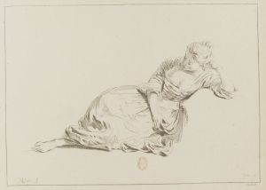 Femme assise à terre accoudée et tournée vers la gaucheNicolas-Charles de Silvestre