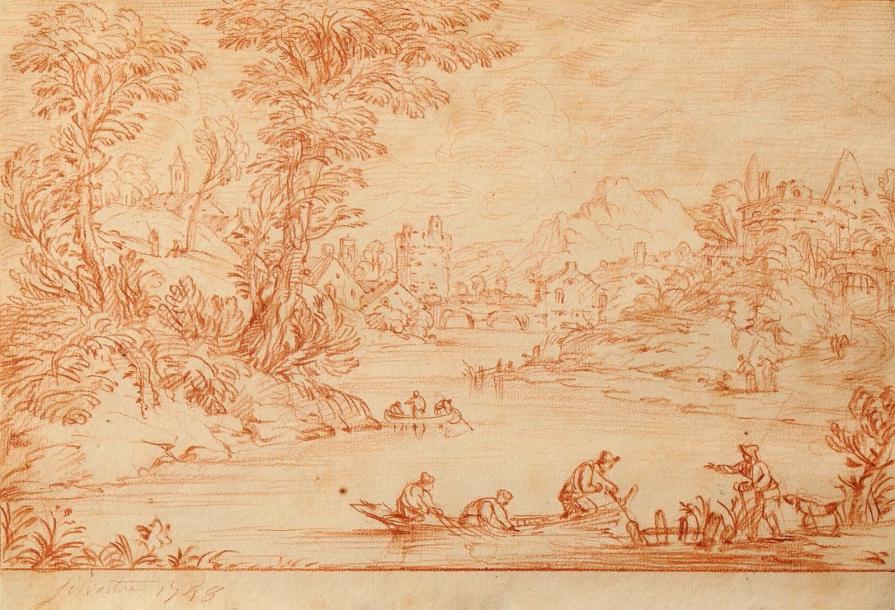 Nicolas-Charles Silvestre : Paysage fluvial 