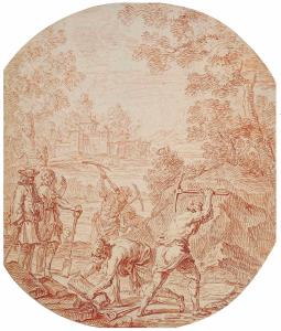 Carriers dans les jardins d'une maisonNicolas-Charles de Silvestre