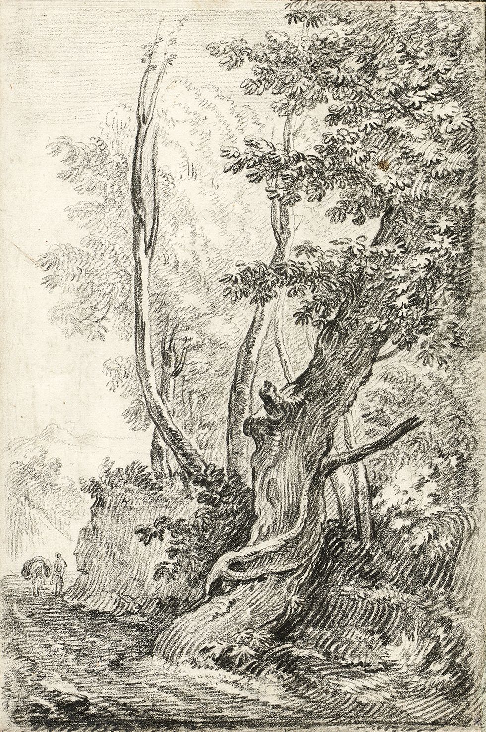 Nicolas-Charles Silvestre : Paysage au sentier parmi les arbres