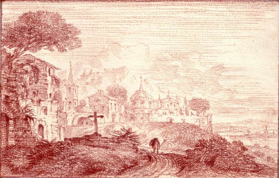 Nicolas-Charles Silvestre : Village avec une croix