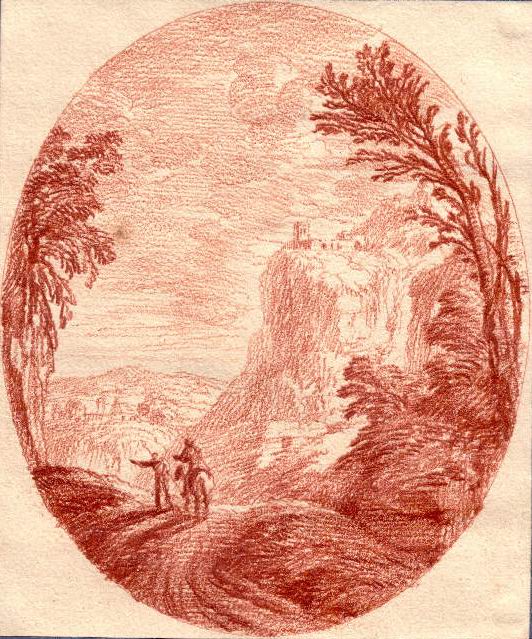 Nicolas-Charles Silvestre : Voyageurs devant une colline